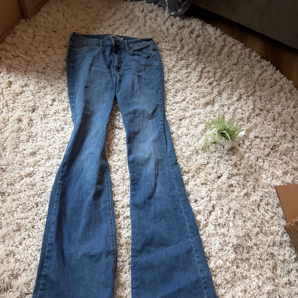 Classic Cruel dark wash patterned y2k Blue Boot Cut Women's Jeans your style wit - Picture 2 of 12